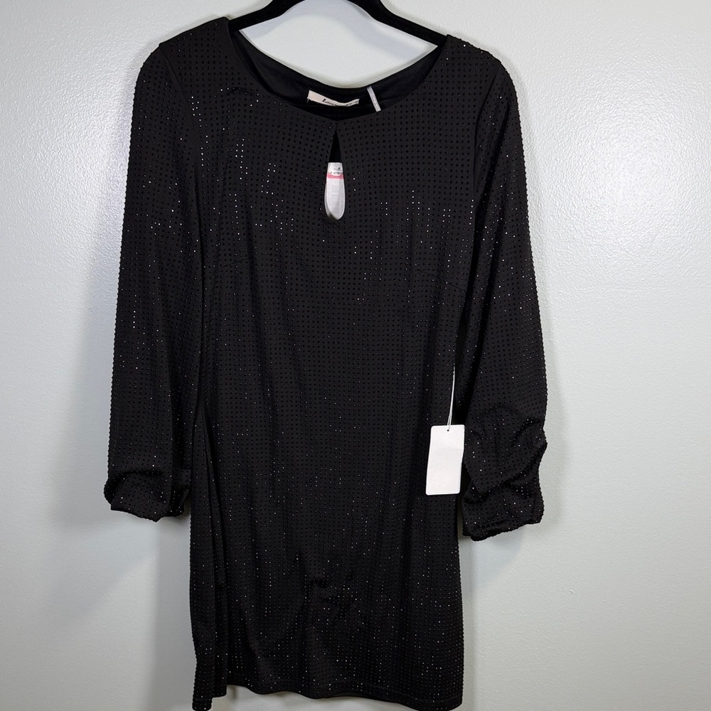 Lovemarks Black Studded Keyhole‎ Shift Dress OT30129A Small NWT